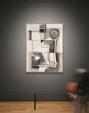 Silvin Bronkart - Sitzender Mann – Große abstrakte Komposition aus dem Jahr 1955 kopen? Bied vanaf 600!