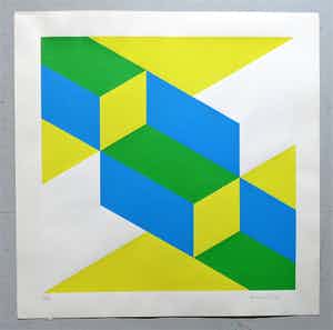Franz Deckwitz - Geometrisch abstracte compositie, zeefdruk verkocht voor € 40!