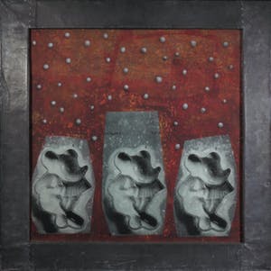 Jan Bollaert - Gemengde techniek op board, 3 Mickey tranen - Ingelijst (Groot) kopen? Bied vanaf 1!