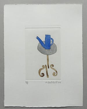 Klaas Gubbels - ets met aquarel ingekleurd - ‘Blauwe kan’ - 2004 kopen? Bied vanaf 245!