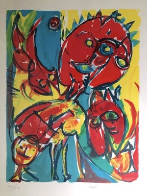 Carl-Henning Pedersen - Figuren - Lithografie, Ingelijst (Groot) kopen? Bied vanaf 275!