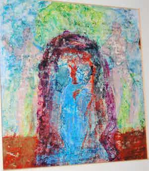 Ad Snijders - "Man en vrouw"- gemengde techniek 1972 verkocht voor € 45!