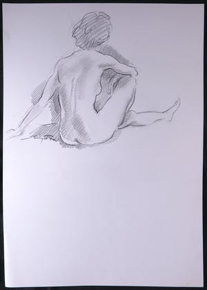 Jan Sluijters (jr.) - Houtskool op papier, Poserend naakt kopen? Bied vanaf 1!