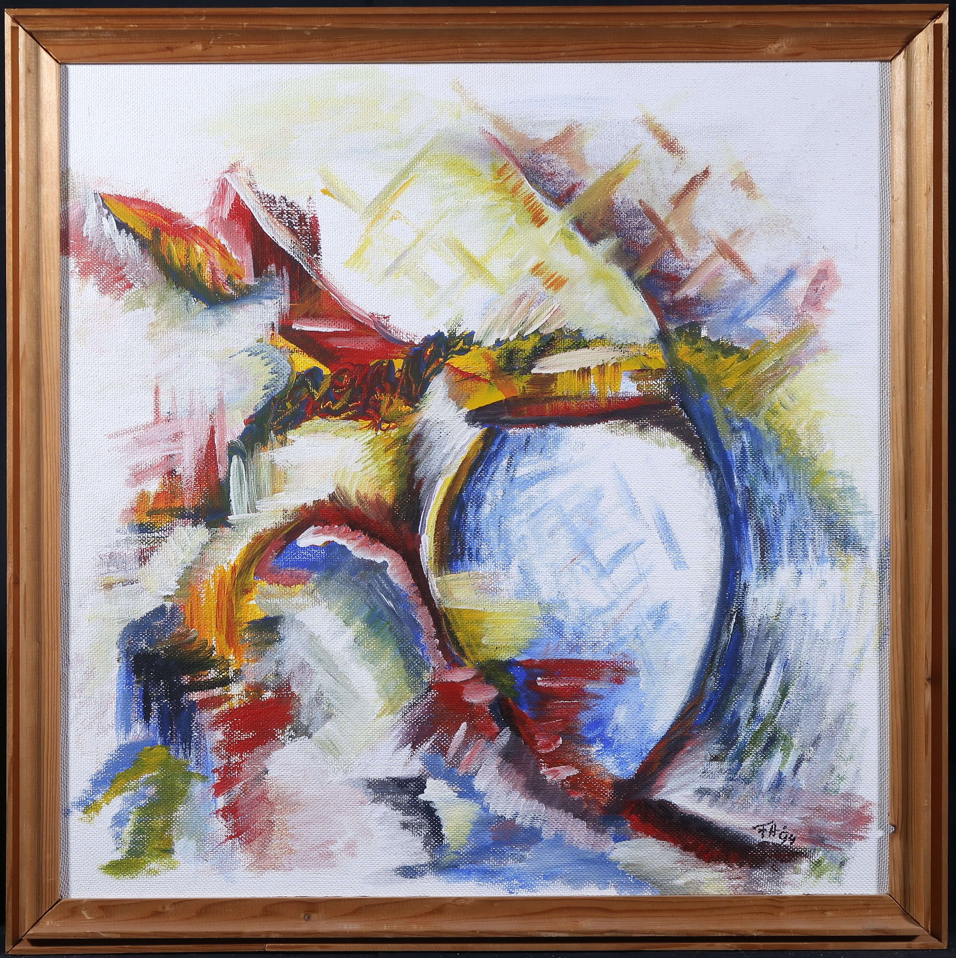 Fred van Andel - Acryl op board, Stilleven - Ingelijst verkocht voor € 40!