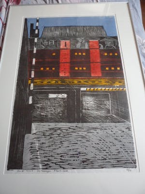 Piet Lont - Houtsnede op Japans papier. Titel. " De Zwijger Amsterdam Oost". kopen? Bied vanaf 40!