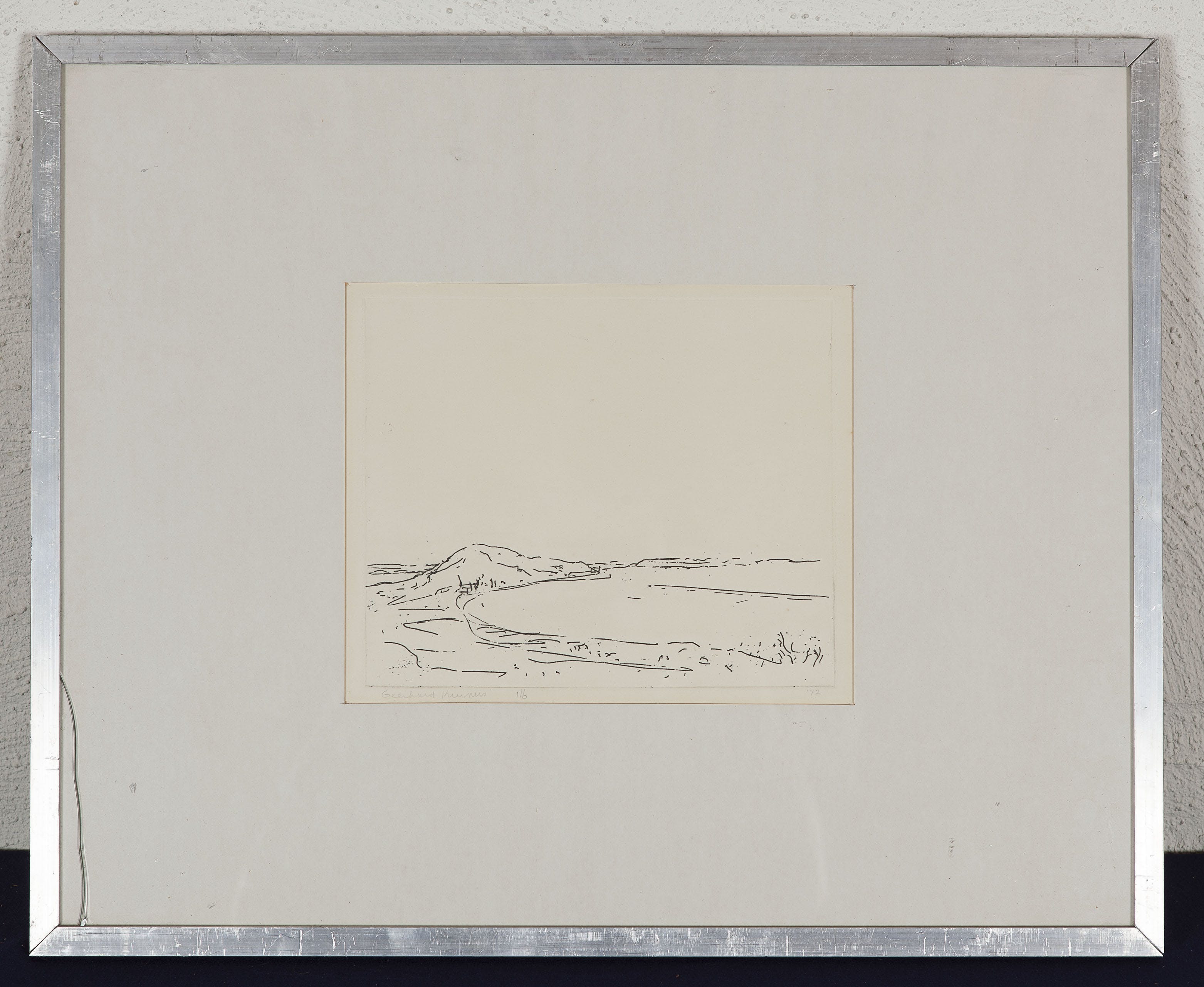 Geerhard Kuipers - Landschap met dijk - 1972 - Ets op papier kopen? Bied vanaf 5!