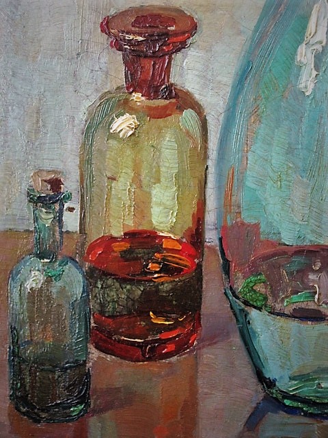 Frans Berntsen - weergaloos mooi 1926 art-deco "Stilleven van Flessen" gesigneerd kopen? Bied vanaf 1!