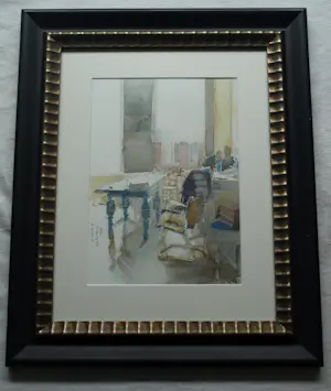 Ad Kroese - Ingelijste aquarel , Atelier II – 1998 - Lijst, 60 x 49 cm. kopen? Bied vanaf 100!