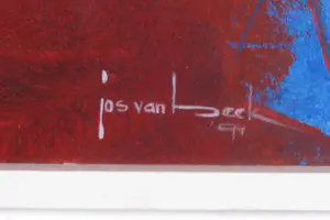 Jos van Beek - Acryl op board, Van bovenaf masonite - Ingelijst (Groot) kopen? Bied vanaf 150!