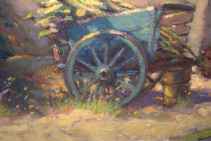 Frans Boers - Zuidelijk erf en hangar - olieverfschilderij kopen? Bied vanaf 75!