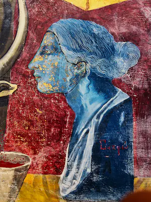 Jean-Christophe Donnadieu - Mega groot olieverf "nature morte aux buste bleu" gesigneerd kopen? Bied vanaf 91!