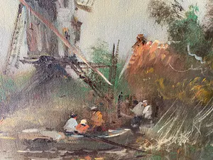 Niet of onleesbaar gesigneerd - Een typisch Hollands polderlandschap met een houten molen kopen? Bied vanaf 1!