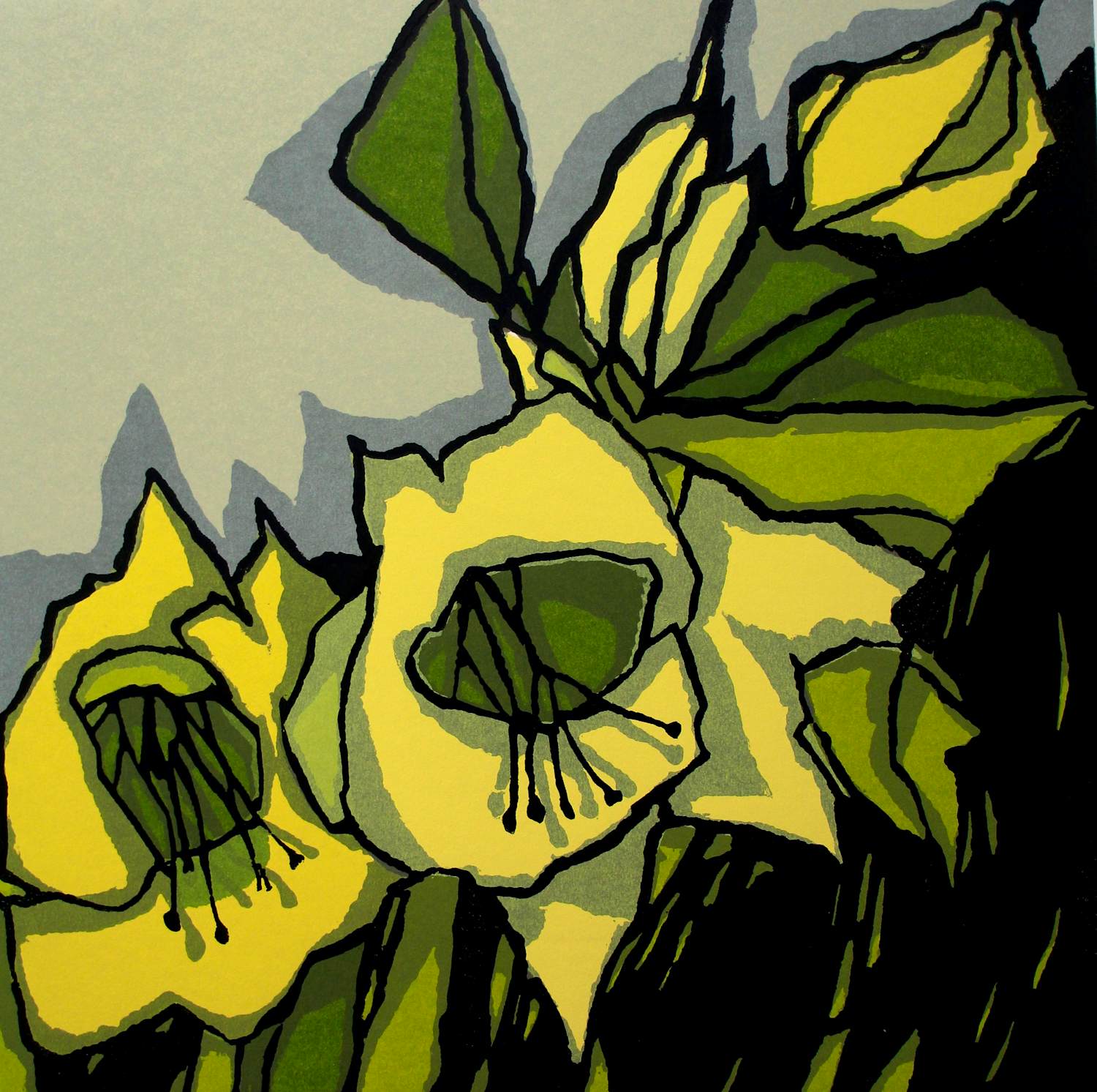 Fon Klement - Boardsnede: "copie de fleurs" - 1998 verkocht voor € 125!