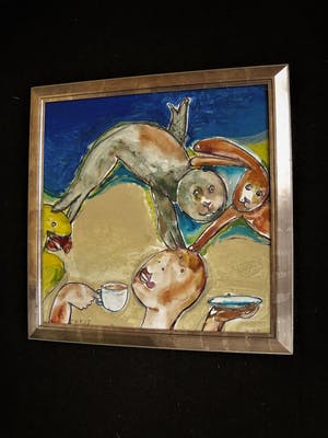 Anton Vrede - Antilliaans-Surinaamse Expressionist - Grote Gouache "Zoetje Little Sweet" gesig kopen? Bied vanaf 10!