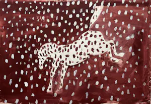 Niels Hamel - acrylverf op papier | 'Stippelpaard' | 2002 kopen? Bied vanaf 40!