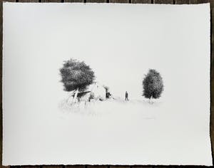 Metten Koornstra - Man met hoed in landschap, litho kopen? Bied vanaf 40!