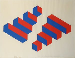 Jan Dibbets - Zeefdruk, Geometrische compositie - Ingelijst kopen? Bied vanaf 50!
