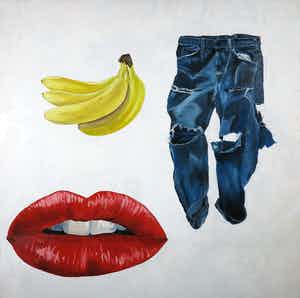 Niet of onleesbaar gesigneerd - Acryl op doek, Zonder titel verkocht voor € 1!