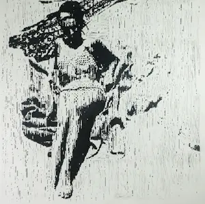 Hans Konings - Grafiek, Badende vrouw - Ingelijst kopen? Bied vanaf 100!