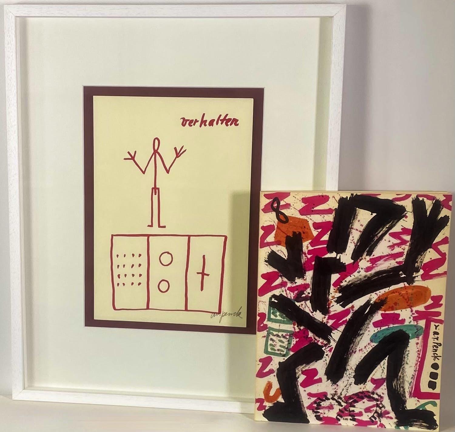 A.R. Penck - - Verhalten - gesigneerde lithografie + kunstenaarsboek A.R.Penck verkocht voor € 169!
