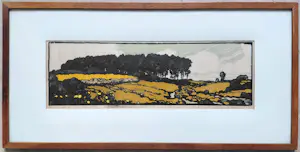 Arie Zonneveld - Landschap, houtsnede (ingelijst) kopen? Bied vanaf 20!