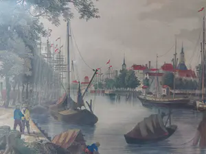 Ludwig Rohbock - handgekleurde staalgravure van Leuvehaven Rotterdam kopen? Bied vanaf 1!