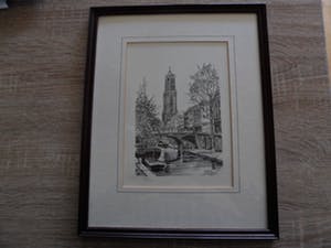 Jos van Dijk - Ets , Oude Gracht te Utrecht kopen? Bied vanaf 10!