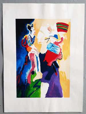 Jan Peter van Opheusden - zeefdruk Trommelaars verkocht voor € 35!