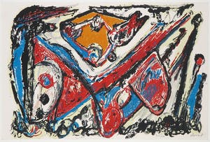 Jacques Doucet - Litho, Compositie met Rood en blauw kopen? Bied vanaf 100!