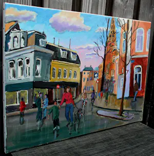 Arie Zuidersma - Acryl op doek: Munnekeholm met Aa-kerk (Groningen) kopen? Bied vanaf 1750!