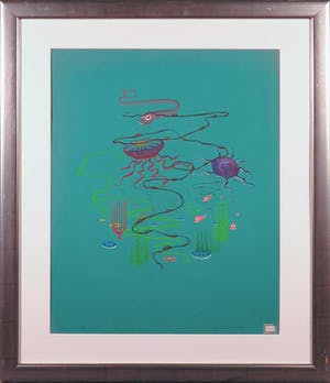 Eugene Brands - Gouache, Diepzee compositie - Ingelijst kopen? Bied vanaf 1!