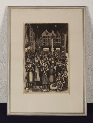 Cor de Wolff - Koningin Wilhelminafeesten 1948 - 1952 - ets op papier kopen? Bied vanaf 20!