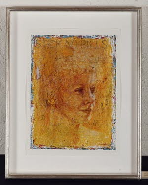 Hans Luiken - Portret (oranje) -1994 - acrylverf op papier - kopen? Bied vanaf 20!