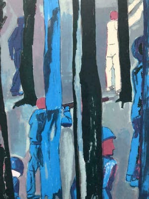 Hans Ebeling Koning - 2 ingelijste gesig litho's 'Bos Rechts en Bos Links kopen? Bied vanaf 170!