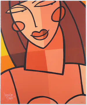 Jacqueline Schäfer - Zeefdruk, Vrouw in geel - Ingelijst (Groot formaat!) kopen? Bied vanaf 50!