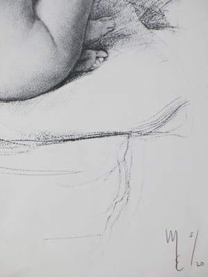 Niet of onleesbaar gesigneerd - Zittend Naakt - Monogram M.E. - Litho kopen? Bied vanaf 1!