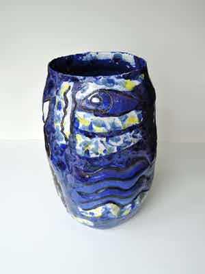 Marja Hooft - Monumentaal, uniek Vaasobject h 50 cm Keramiek 1990 verkocht voor € 495!