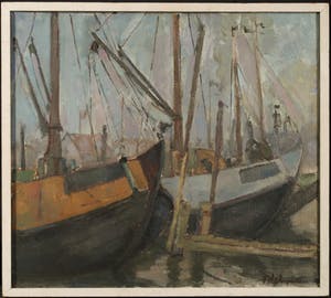 Frans Verpoorten - Olieverf op doek, Boten in haven - Ingelijst kopen? Bied vanaf 180!