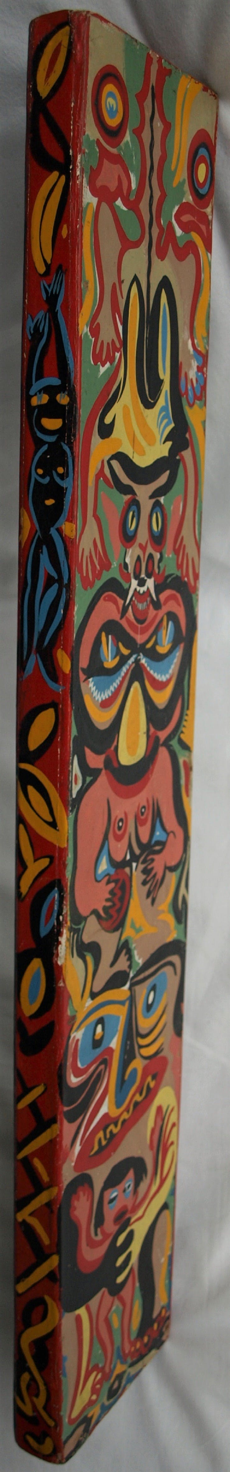 Niet of onleesbaar gesigneerd - Olieverf op houten frame , “Totempaal” – 68 cm hoog  kopen? Bied vanaf 1!