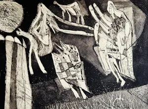 Hannes Postma - Grote zwart wit Ets Aquatint - 1963 - bewoonde grens" zeer kleine oplage (5/12) kaufen? Bieten Sie von 46!