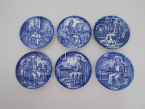 Wedgwood - Set van 6 bordjes (Flow Blue Small Tradesman). kopen? Bied vanaf 10!