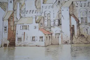 Jan Mesker - het Binnenhof aan de vijverkant in 1598 - grote, zeldzame litho van Den Haag kopen? Bied vanaf 125!