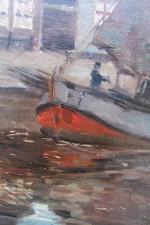 Rene De Baugnies - Schip aan de kade . kopen? Bied vanaf 110!