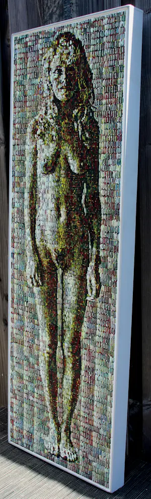 Rik Vermeersch - Ingelijste olieverf op paneel: 'Staande vrouw Sophie' - 1997 kopen? Bied vanaf 299!