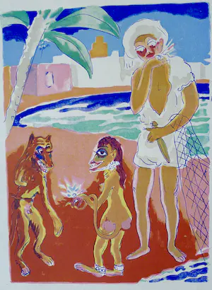AcheterKees van Dongen - Gravure 1001 nacht : 'Khalife le pauvret les singes fardés'? Enchérissez de 5!