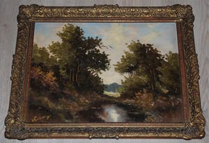 Jan van Vlaardingen - Boslandschap met een ven - olieverfschilderij kopen? Bied vanaf 60!