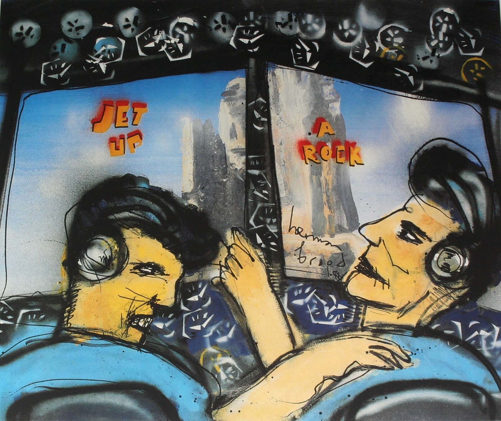 Herman Brood - zeefdruk 1988 - Jet up a rock - gesigneerd verkocht voor € 205!