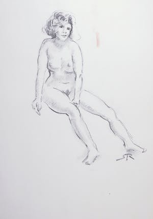 Jan Sluijters (jr.) - Krijttekening, Zittend naakt kopen? Bied vanaf 1!