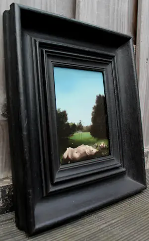 Herman van Rossum - Ingelijste olieverf op paneel: Liggende vrouw in landschap - 1975 kopen? Bied vanaf 595!