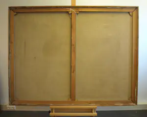 Robert Hallatu - Olieverf op doek , Molukse symboliek (?) met zelfportret – Lijst, 103 x 133 cm. kopen? Bied vanaf 250!